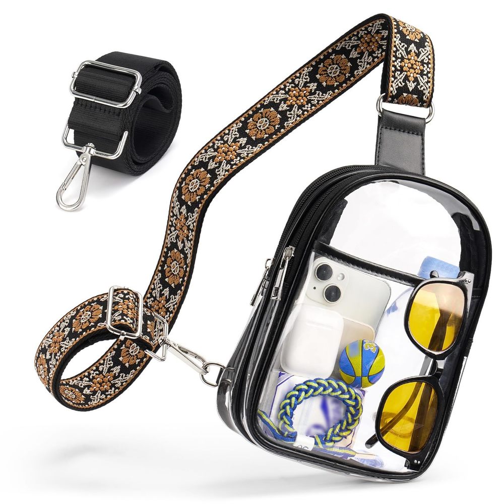 Clear Bag Stadium Events With 2 Extra-Long Straps, 4 Pockets Clear UwU
